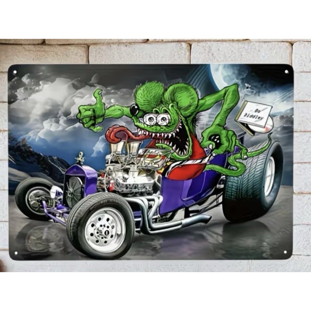 Sign Rat Fink‎ Tin Wall Metal 8X12 Hot Rod Garage Bo Diddly Man Cave Bar New